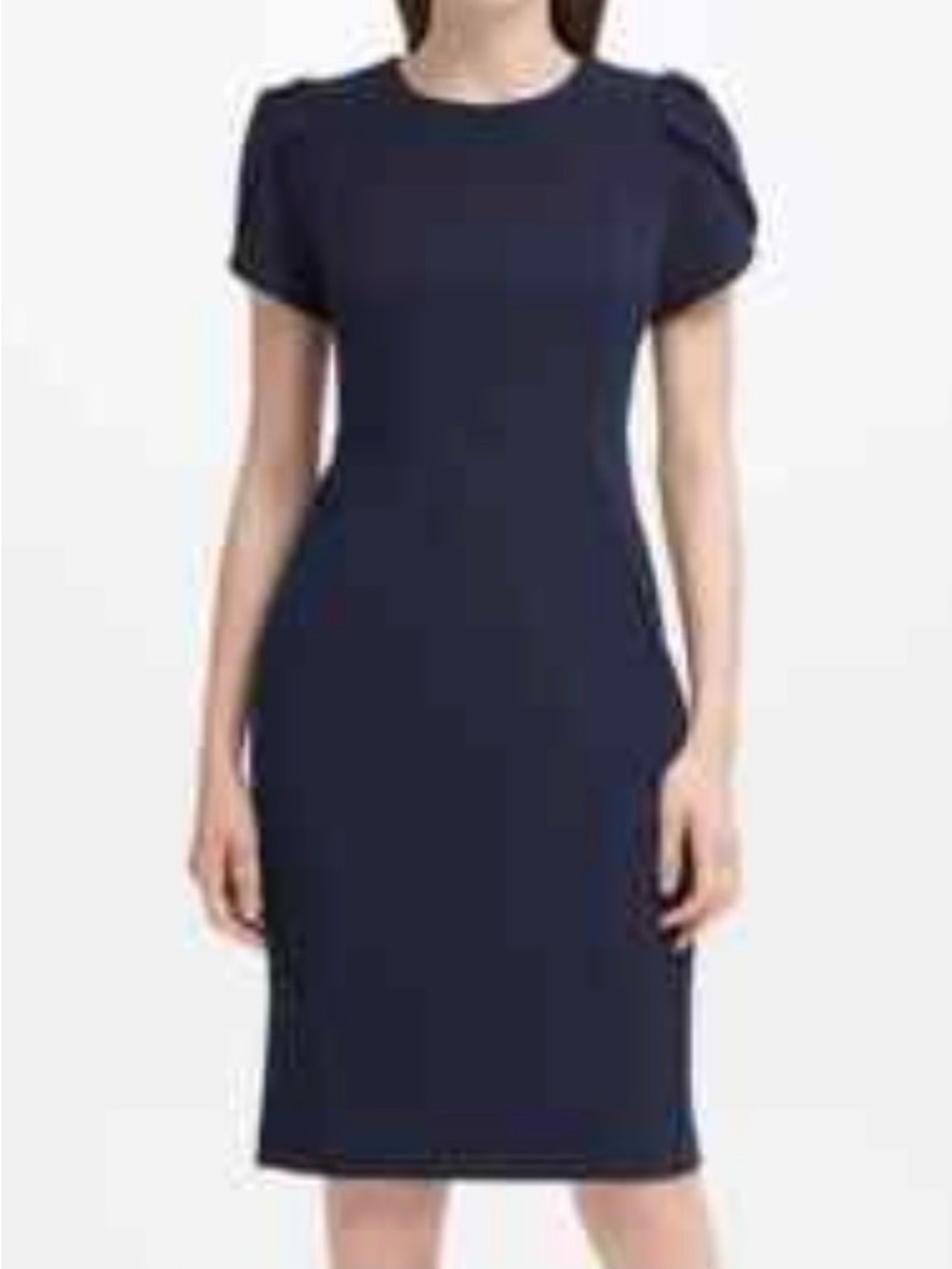 Calvin Klein Navy Short-Sleeve Midi Sheath Dress